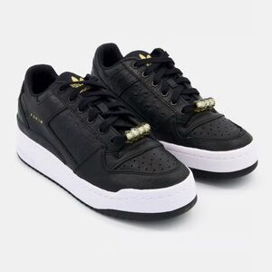 Brand New Adidas Women Forum Bold Black Gold Metallic Sneakers Shoes